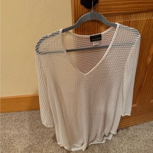 Jordan Taylor White Mesh Swim Coverup